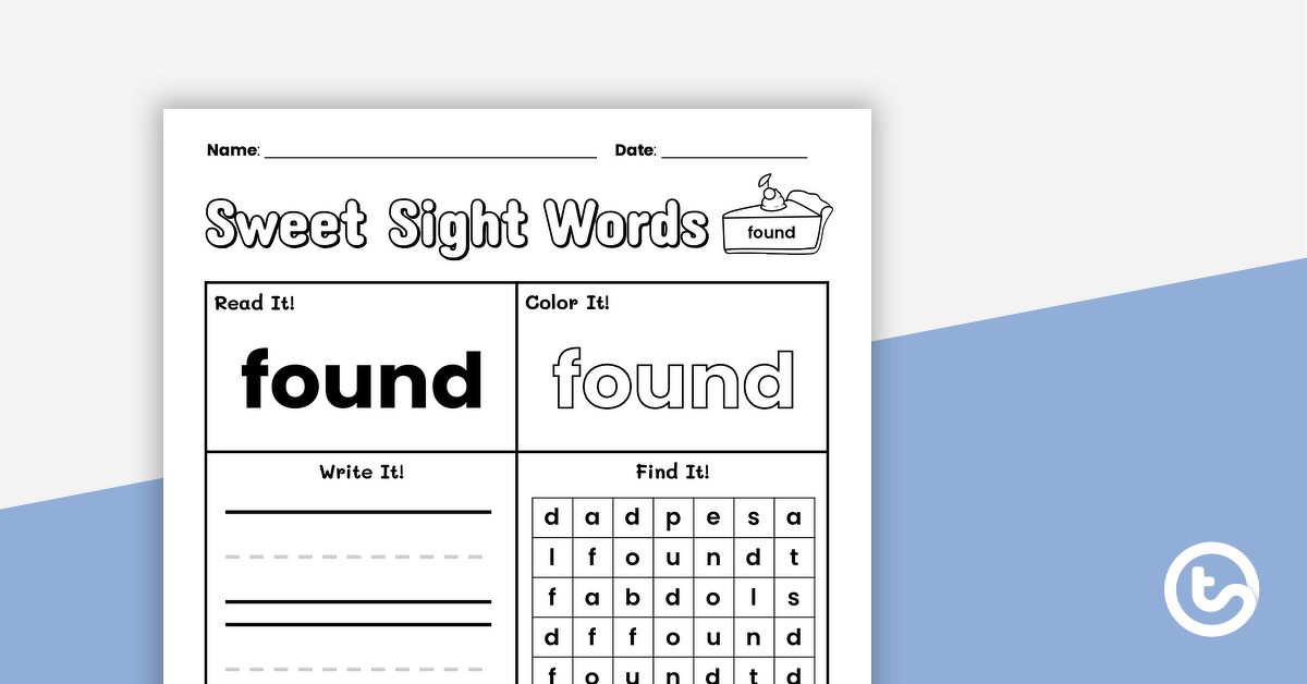 Preview image for Sweet Sight Words Worksheet - FOUND - teaching resource