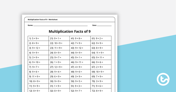 Preview image for Multiplication and Division Speed Drill Worksheets – Facts of 9 - teaching resource