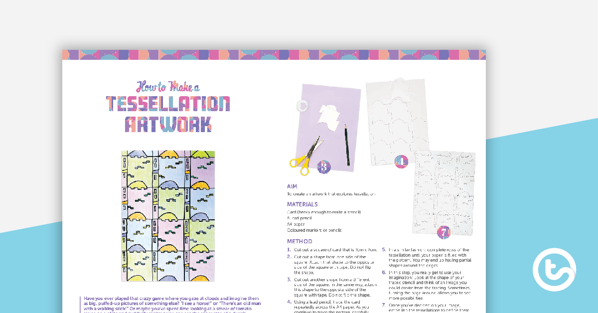 Preview image for How to Make a Tessellation Artwork Worksheet - teaching resource