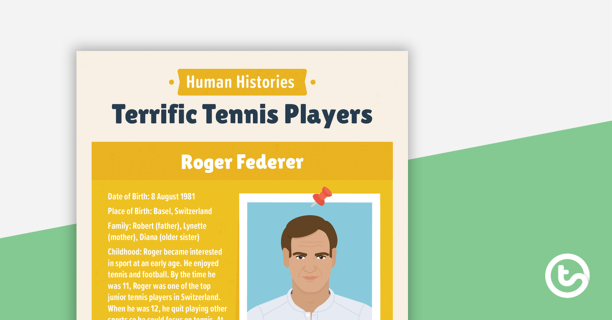 人类历史的预览图片:很棒的网球选手——工作表——教学资源