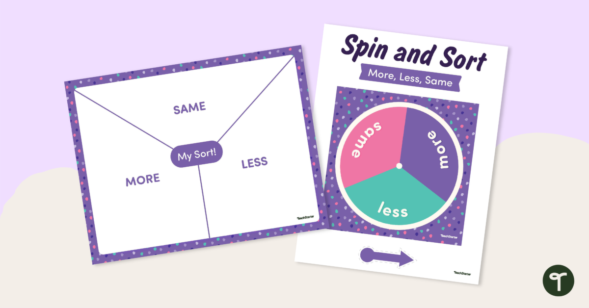 Preview image for Spin and Sort – More, Less, Same - teaching resource