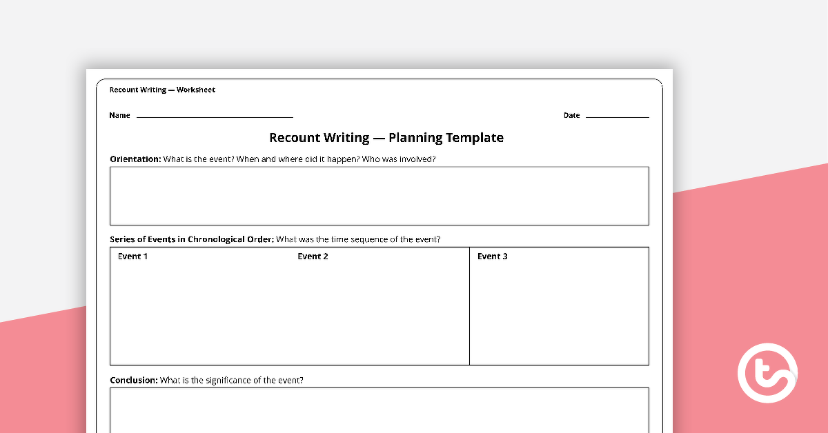 recount writing planning template teach starter