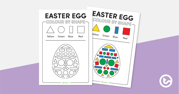 Preview image for Colour by 2D Shape (Easter Egg) - teaching resource
