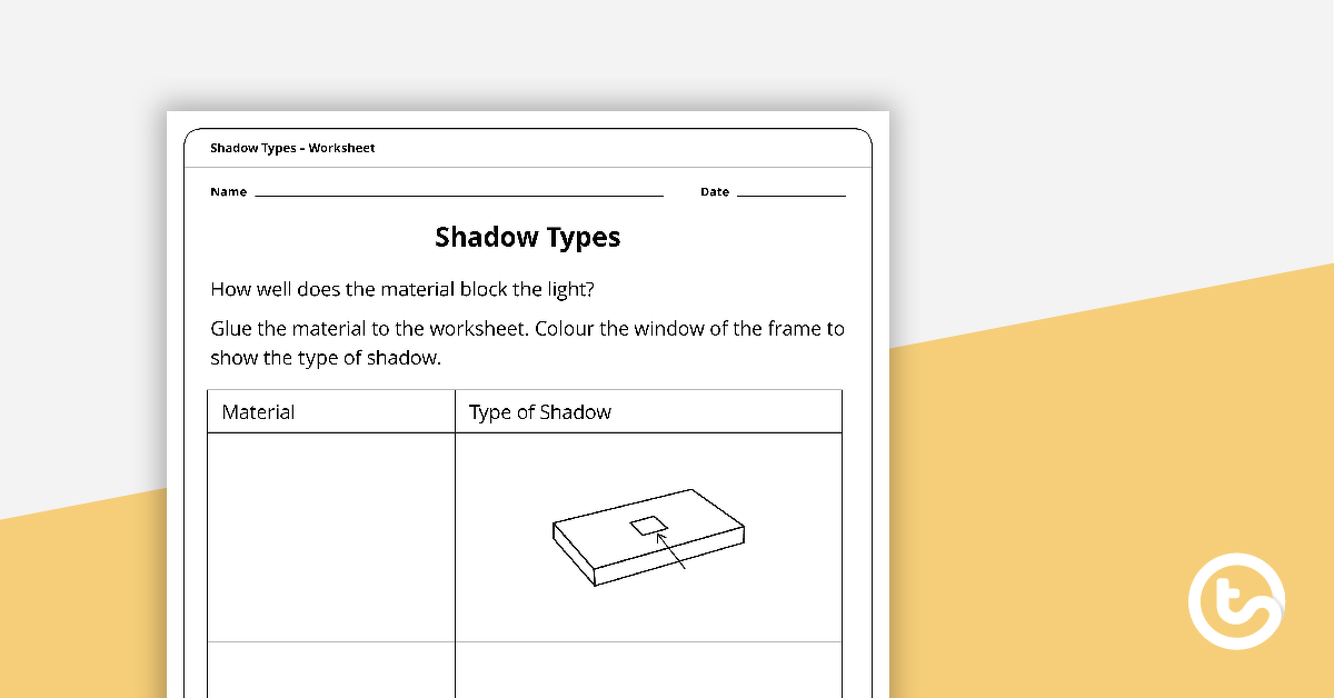 Preview image for Shadow Types Worksheet - teaching resource