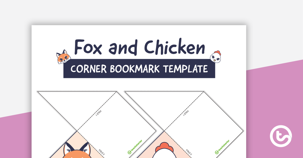 Preview image for Fox and Chicken Corner Bookmark Templates - teaching resource