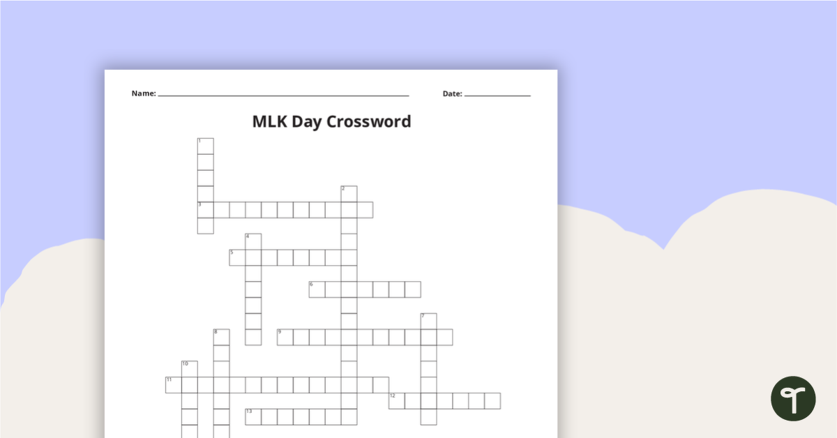 Preview image for MLK Day Crossword - teaching resource