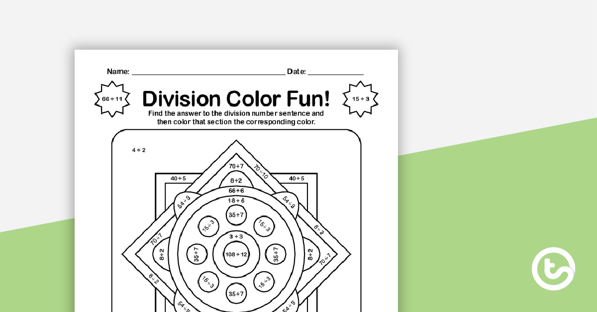 Preview image for Color by Number - Division Facts Mixed (1–12) - teaching resource