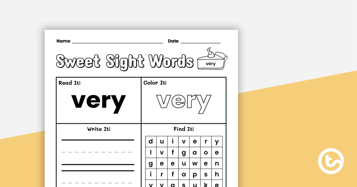Preview image for Sweet Sight Words Worksheet - VERY - teaching resource