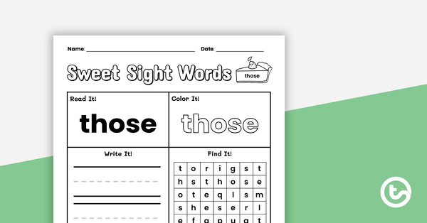 Thumbnail of Sweet Sight Words Worksheet - THOSE - teaching resource