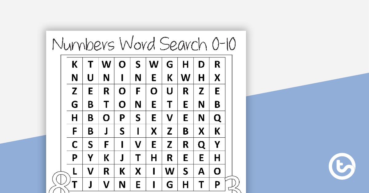 Preview image for Numbers and Words 0-10 Word Search with Answers - teaching resource