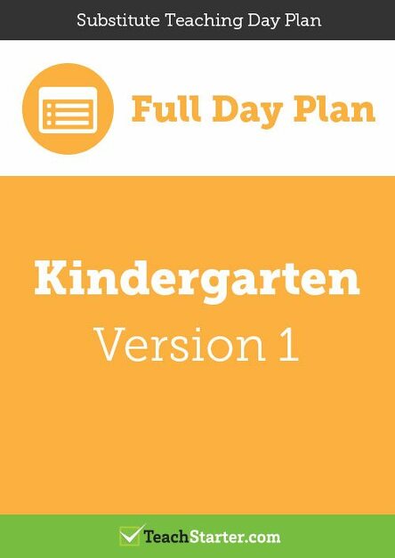 Preview image for Substitute Teaching Day Plan - Kindergarten (Version 1) - lesson plan