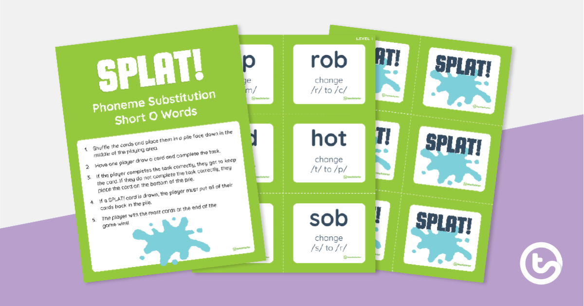 预览Splat的图像！音素替代游戏 - 简短的单词- 教学资源