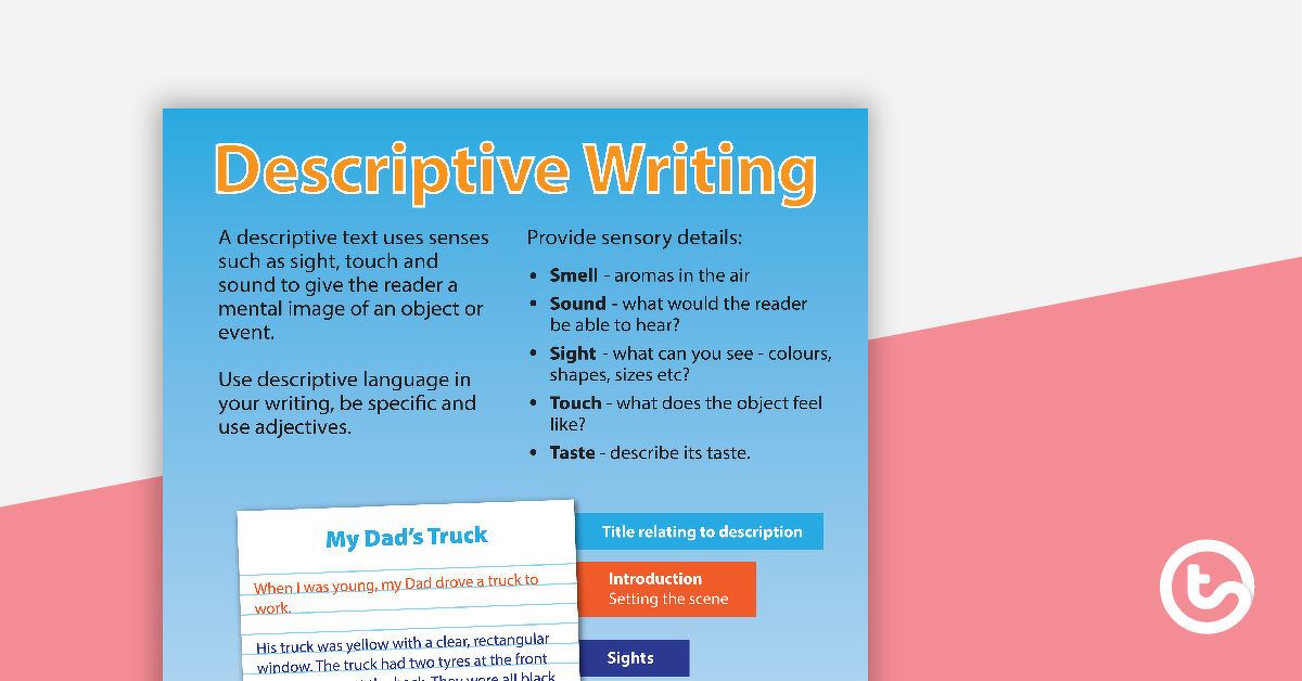 descriptive writing poster teach starter