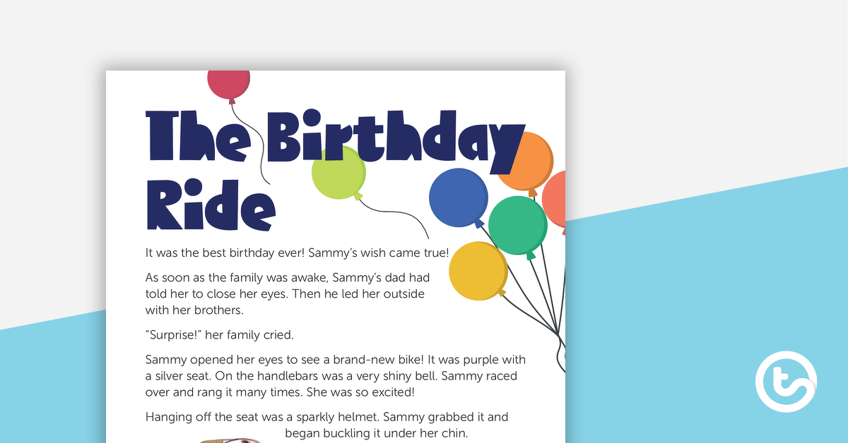 Preview image for The Birthday Ride – Worksheet - teaching resource