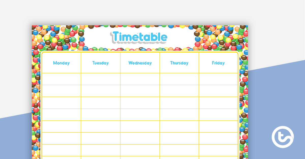 预览图像Chocolate Buttons - Weekly Timetable - teaching resource