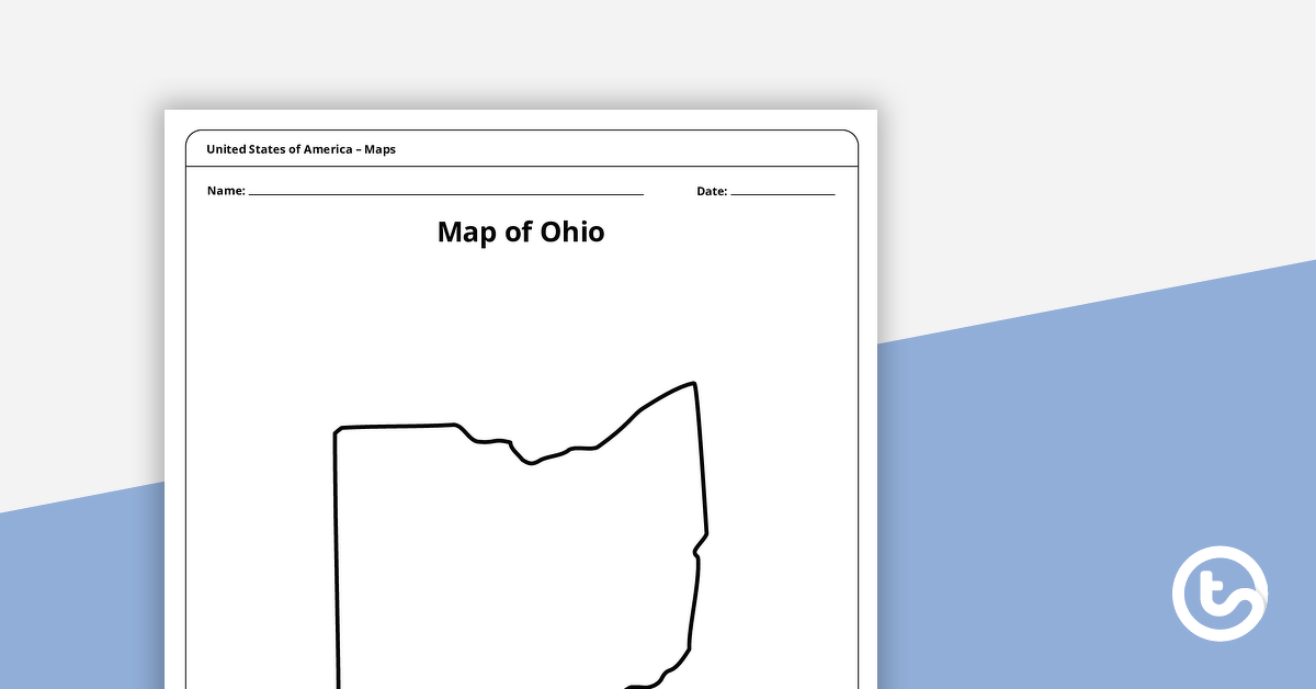 俄亥俄州模板地图预览图像 - 教学资源
