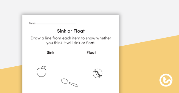 预览图像的Sink或Float调查工作表-匹配-教学资源