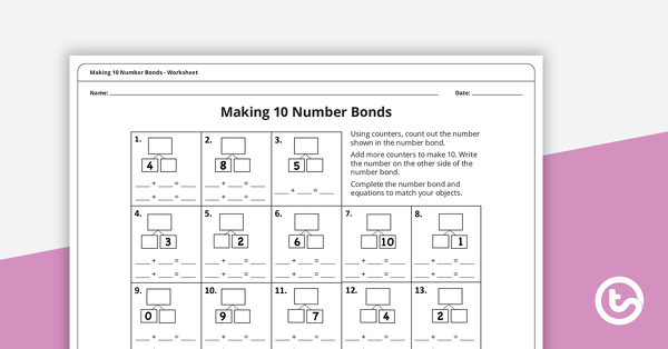Thumbnail of Making 10 Number Bonds - Worksheet - teaching resource