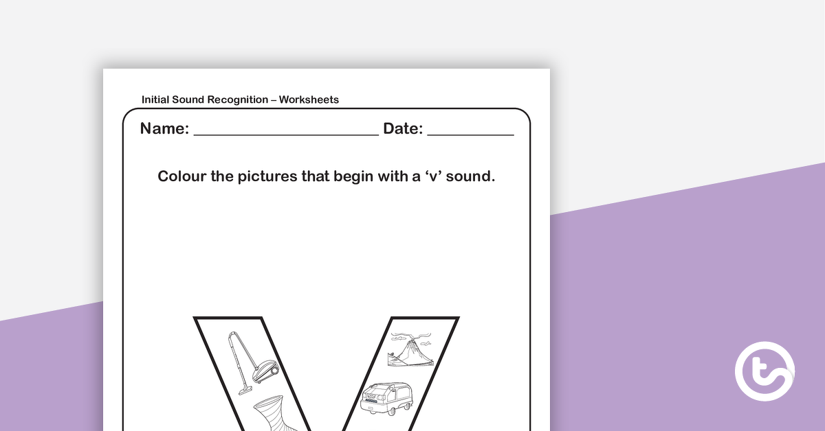 Preview image for Initial Sound Recognition Worksheet (Lower Case) – Letter v - teaching resource