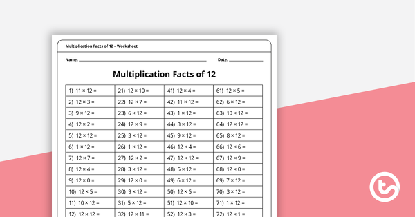 Preview image for Multiplication and Division Speed Drill Worksheets – Facts of 12 - teaching resource