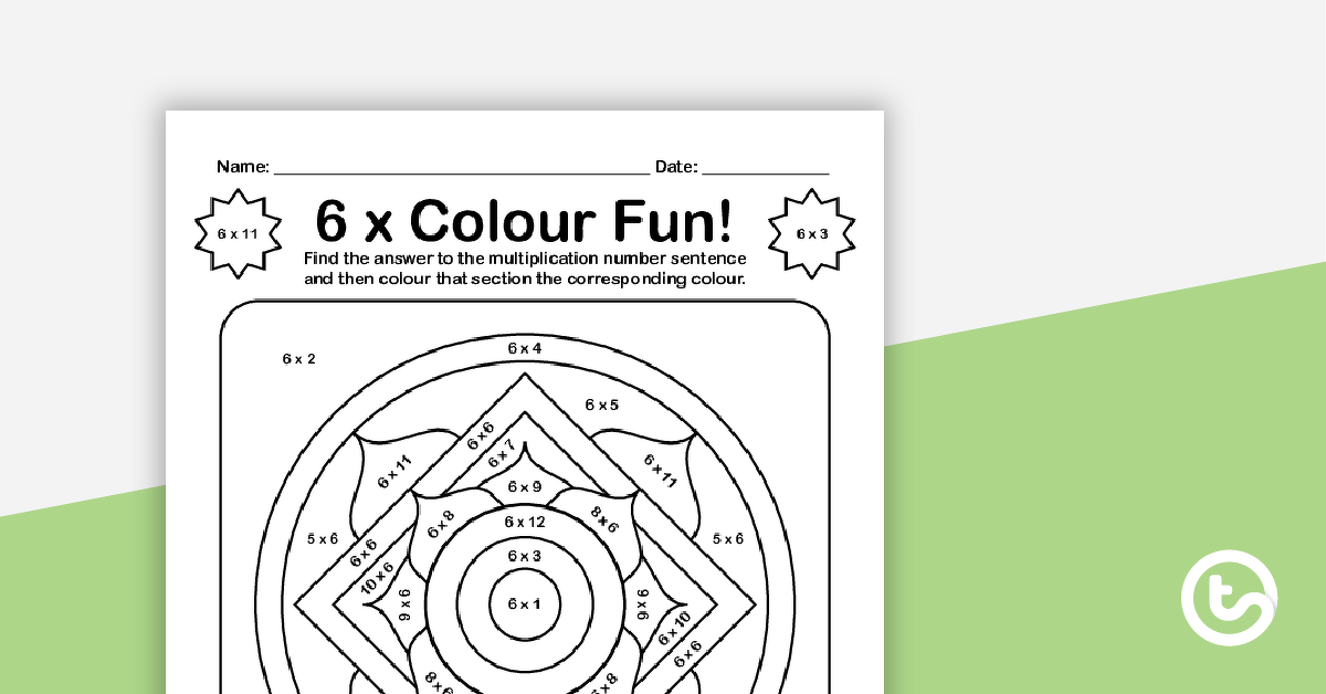 Preview image for Colour by Number - 6 x Multiplication Facts - teaching resource