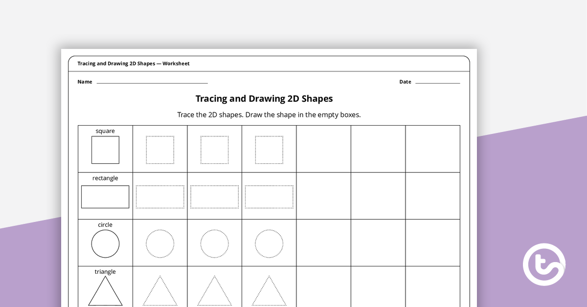 Preview image for Tracing and Drawing 2D Shapes Worksheet - teaching resource