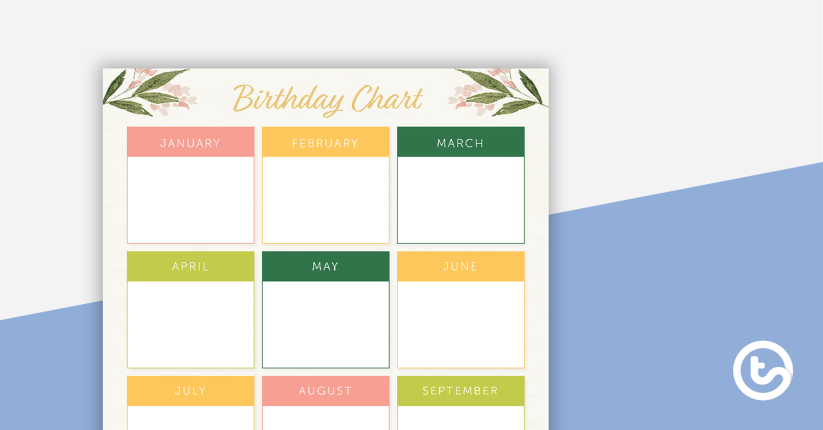 预览图像脸红花朵- Happy Birthday Chart - teaching resource