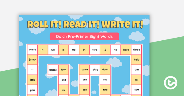 Preview image for Roll it! Read it! Write it! Dolch Pre-Primer Sight Words - teaching resource