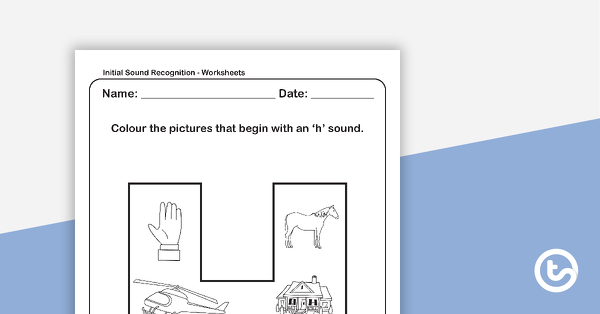 initial sound recognition worksheet letter h teach starter