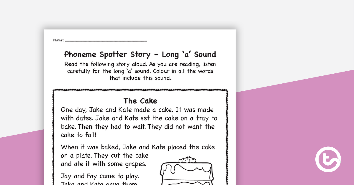 Preview image for Phoneme Spotter Story - Long 'a' Sound - teaching resource