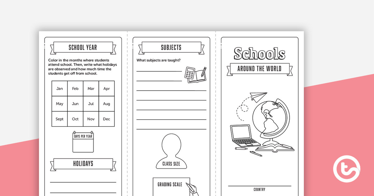 预览图像世界各地的学校——小册子和写作模板——教学资源