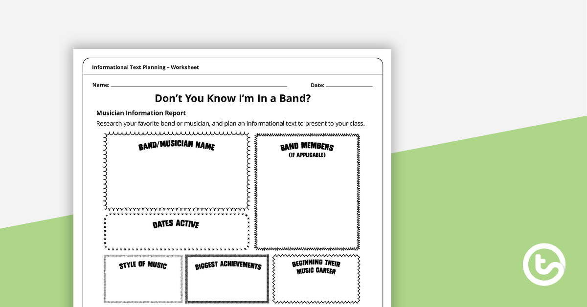 Preview image for Informational Text Planner - Music - teaching resource