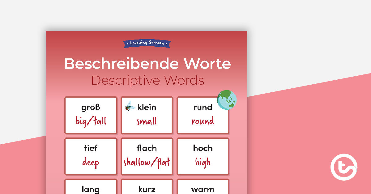 Preview image for Descriptive Words – German Language Poster - teaching resource