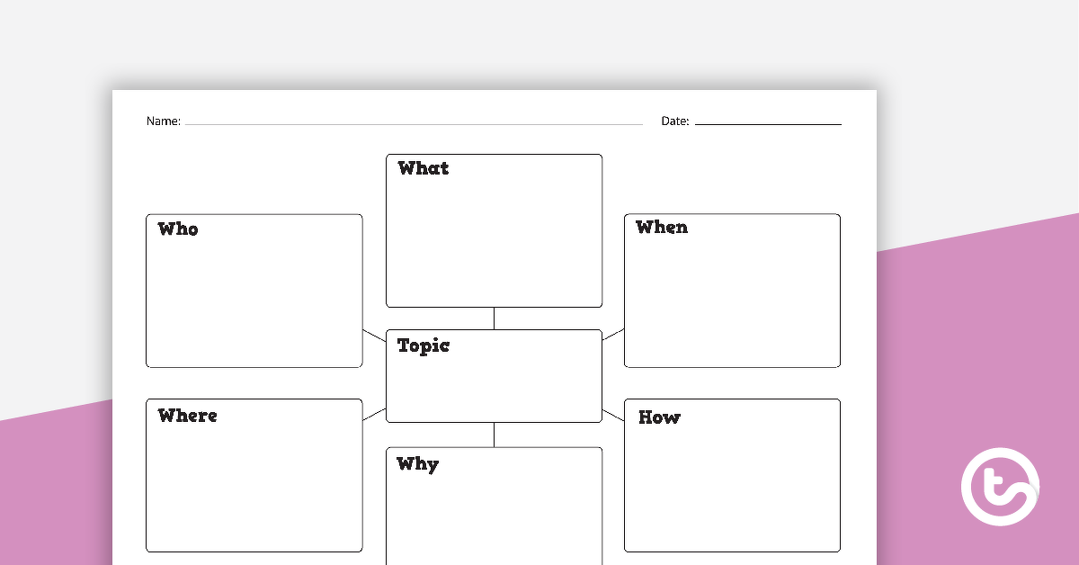 Preview image for 5 W's and 1 H Graphic Organiser (Version 2) - teaching resource