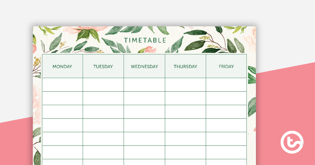 预览图像脸红花朵- Weekly Timetable - teaching resource