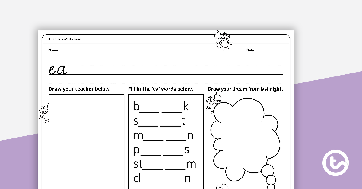 Preview image for Digraph Worksheet - ea - teaching resource