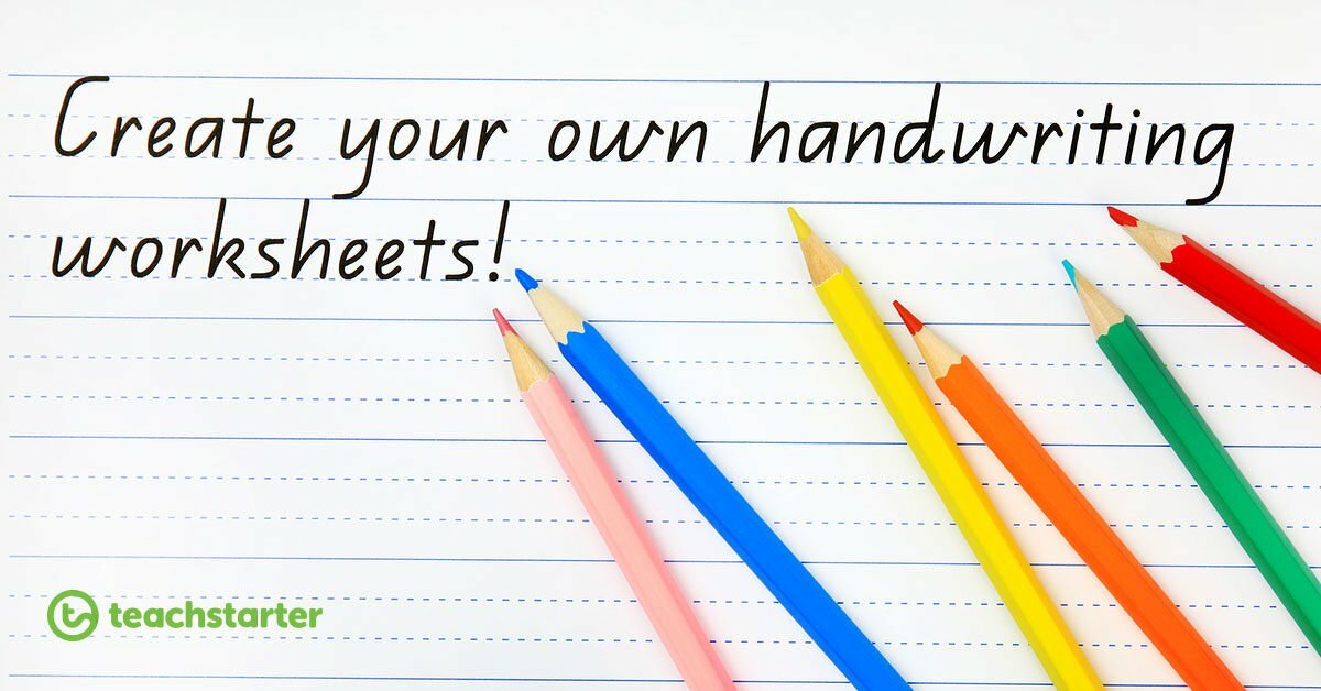 generate your own handwriting sheets sitename teach starter