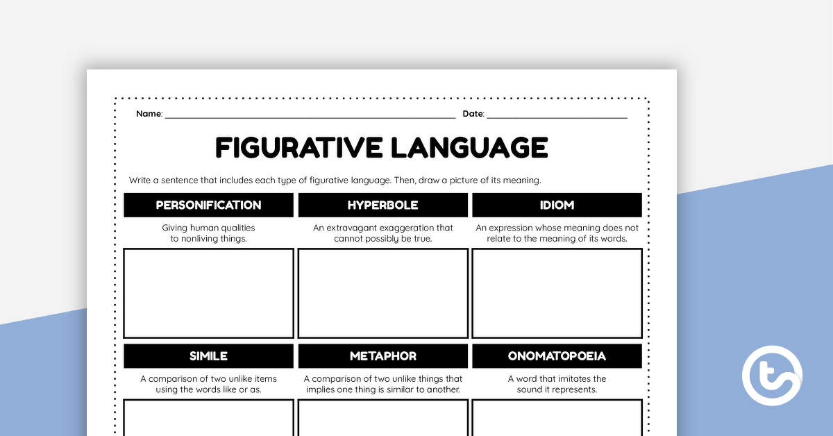 figurative language worksheet teach starter