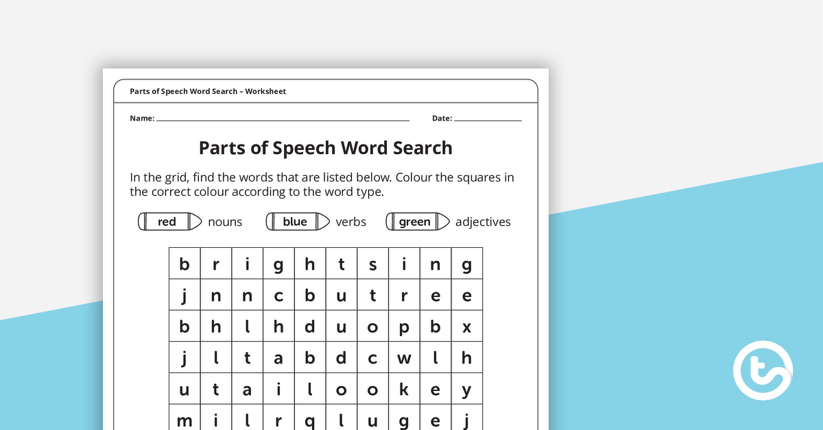 Preview image for Parts of Speech Word Search (Nouns, Adjectives and Verbs) – Worksheet - teaching resource